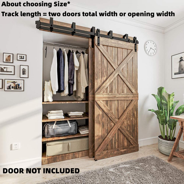 Lazio LAZ Sliding Double Bypass Double Door Barn Door Hardware Kit